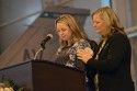 The wife and mother-in-law of U.S. Air Force Maj. Lucas Gruenther speaks during a memorial service on Aviano Air Base, Italy, Feb. 6, 2013.