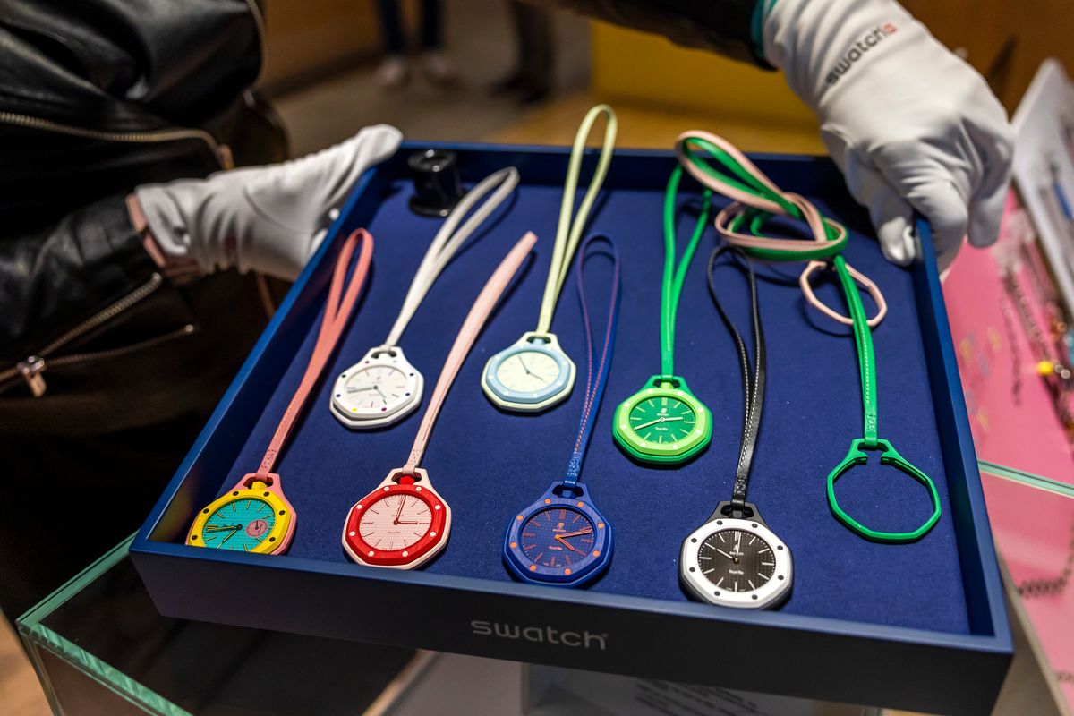A new Swatch model is introduced, and a case study in overexcited ‘drop ...