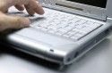 Typing on laptop computer
