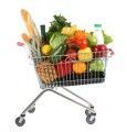 Shopping cart with food
