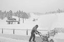 A Worker at Dodge Ridge Prepares for 2010-11 Season Opening