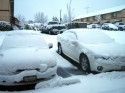 Snow Covered Cars In An East Sonora Parking Lot