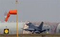 United States Air Force F-16 jet fighter comes into landing at the Aviano NATO airbase in Aviano, Italy