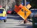 Road work with flaggers