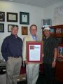 Media Solutions, Inc. owners, Morgan Kirk and Vincent Melella with State Senator Tom Berryhill (in middle)