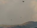 Three Helicopters in thick smoke Rim Fire 08-27-13
