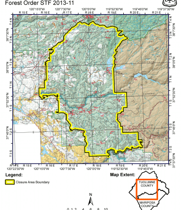Stanislaus National Forest Map of opened areas - myMotherLode.com