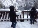Kids play with snow