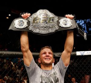 TJ Dillashaw Celebrates His Victory