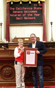 Sen. Tom Berryhill with Staff Sergeant Gail Belmont of Valley Springs his "Veteran of the Year" Photo courtesy Berryhill's Office