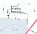 Road Closure point on Mono Way Widening Project