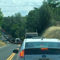 Eastbound Highway 108/49 back up from Bell Mooney Rd., May 11, 2015