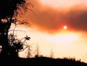 Smoke from Big Creek Fire from Rim of the World vista point on Hwy 120
