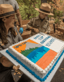 Gabriel Lavan-Ying cuts the cake