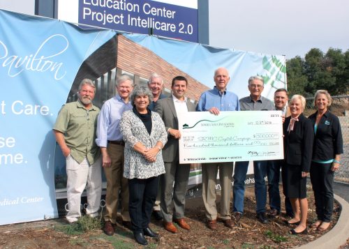 Sonora Area Foundation board members present a $500,000 donation for the SRMC's new cancer center capital campaign to Andrew Jahn, President/CEO and Gail Witzlsteiner, Executive Director of Sonora Regional Medical Center’s Foundation. Pictured, from left, Mark Kraft , Roger Francis, Gail Witzlsteiner, Pete Kerns, Andrew Jahn, Jim Johnson, Bill Polley, Gary Dambacher, Tracy Russell, and Carey Haughy.