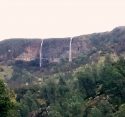 Rain causing waterfalls, as seen from Lake Tulloch Bridge, Jan. 6, 2016