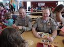 (Left To Right) Tuolumne County Sheriff Jim Mele and CHP Lt. Scott Clamp with students at Jamestown Elementary