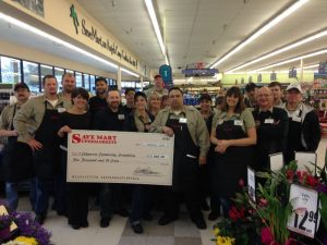 Save Mart 2016 Donation to scholarship fund: (left to right) Barbara Boyd White, CCF BOD Member & Scholarship Committee Chair, Steve Saippa, Assistant Store Manager, Chris Moore, Bakery/Deli Manager and Miguel Torres, Center Store Manager