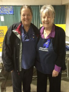 Tomi Sue Henderson and Carol Norwood at the vision screening booth at the Tuolumne County Health Fair 2015