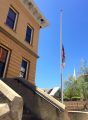 Downtown Sonora, American Flag at half-mast, honoring the victims of a shooter attack in Dallas, Texas on July 7, 2016