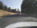 Flaggers dircecting traffic