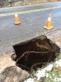 Sinkhole on Big Hill Road near Sierra Glenn Apple Ranch in Sonora
