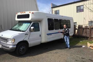 Russell Carpenter of Sonora Vets Helping Vets, shows off the shuttle van that is part of a fundraising campaign.