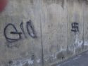 Graffiti on Mono Way retaining wall