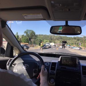 Road work with flaggers