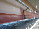 Highway 120 James E Roberts Bridge painting operations, July 2017, during renovations ongoing through November 2017