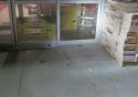 Items scattered at the entrance to business