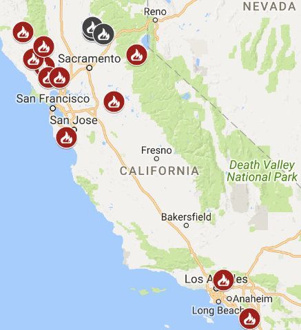 CAL Fire Wildfire Map 10-19-17