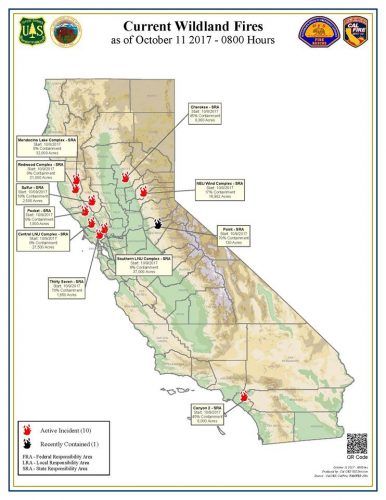 10/11/17 CA Active Fire Map