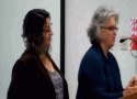 Lisette Sweetland (L) and Connie O'Conner (R) at supervisors meeting