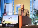 Shaun Crook speaking at the California Farm Bureau Federation Annual Meeting in Garden Grove