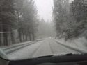 Snow falling on HWY 4 in Arnold 2-22-18