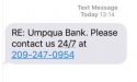 Bank text message scam