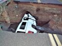 Truck crash on washed out section of Ranchitto Road in the La Grange area