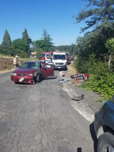 CHP Motorcycle versus car on Chiken Ranch Road in Jamestown