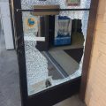 Broken door at the Gold Country Gas station in Sonora