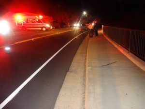 Vehicle versus pedestrian collision scene on Mono Way