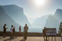 Smokey Yosemite Valley view from tunnel view in Yosemite National Park