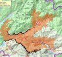 Map of Donnell Fire - black shows containment lines