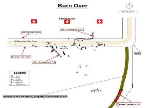 Map of Rattlesnake Flats Road where firefighters were overrun by the Camp Fire flames