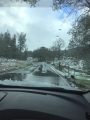 Flooding water flowing over Pool Station Rd near Hwy 4 during snow Feb 5 2019