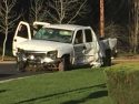 Damaged truck in hit-and-run