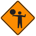 Traffic control flagger sign