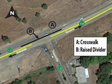 Caltrans "High T" intersection construction plan at HWY 108-120 intersection