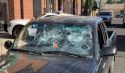 Truck with windows broken out
