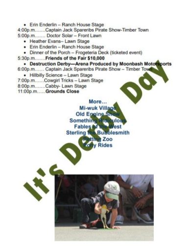 Calaveras County Fair and Jumping Frog Jubilee Sunday Schedule